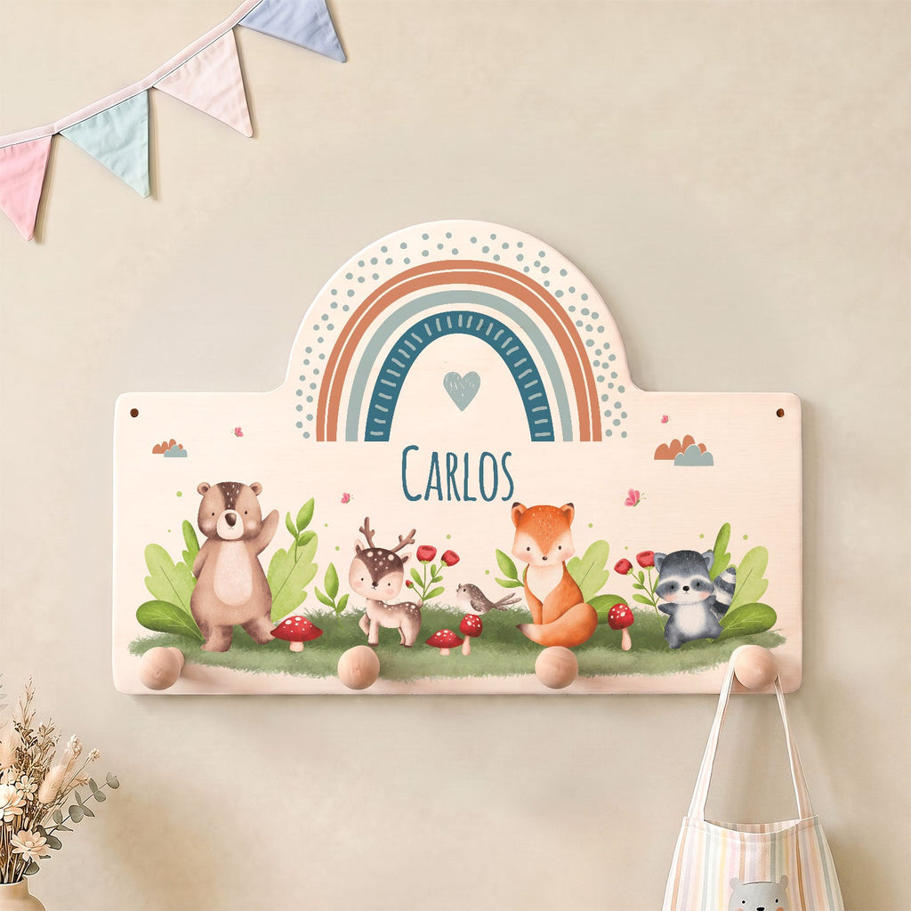 Personalisierte Kinder-Garderobe – Waldtiere