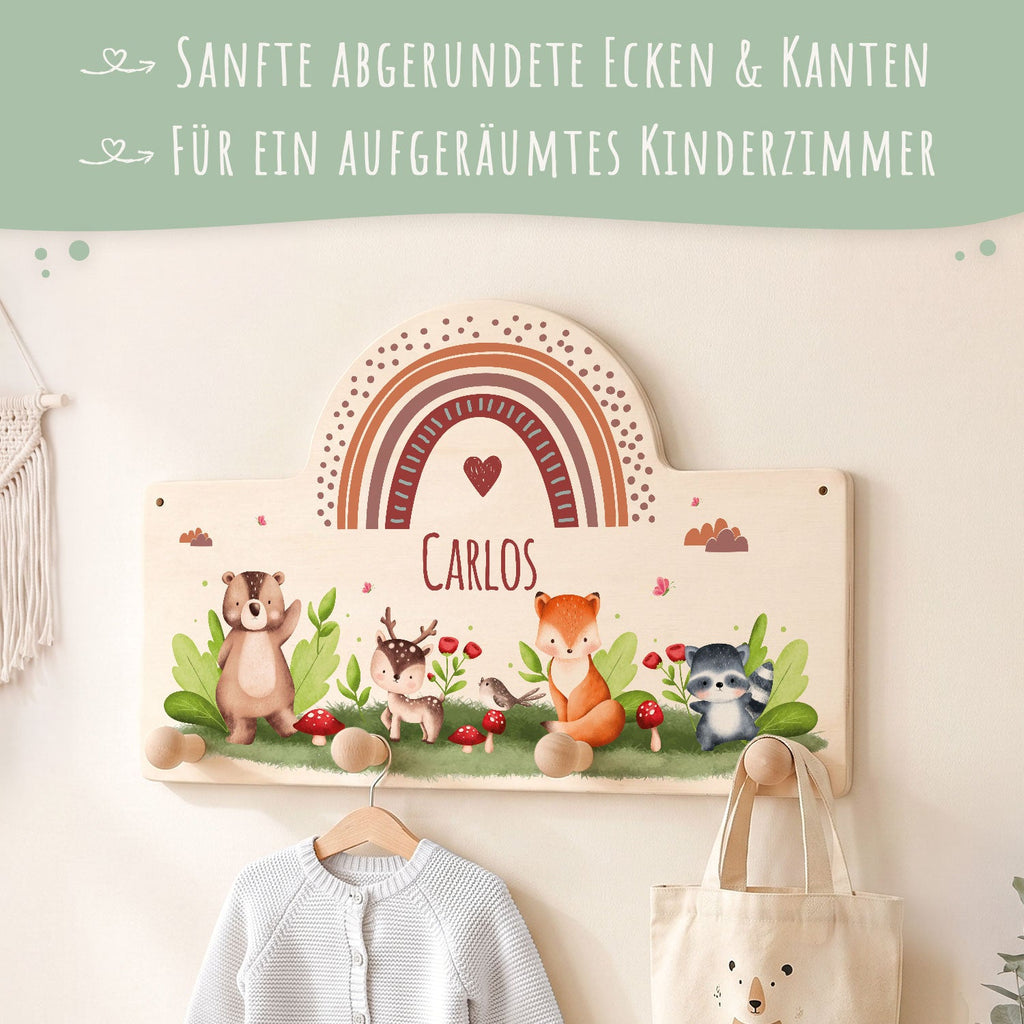 Personalisierte Kinder-Garderobe – Waldtiere