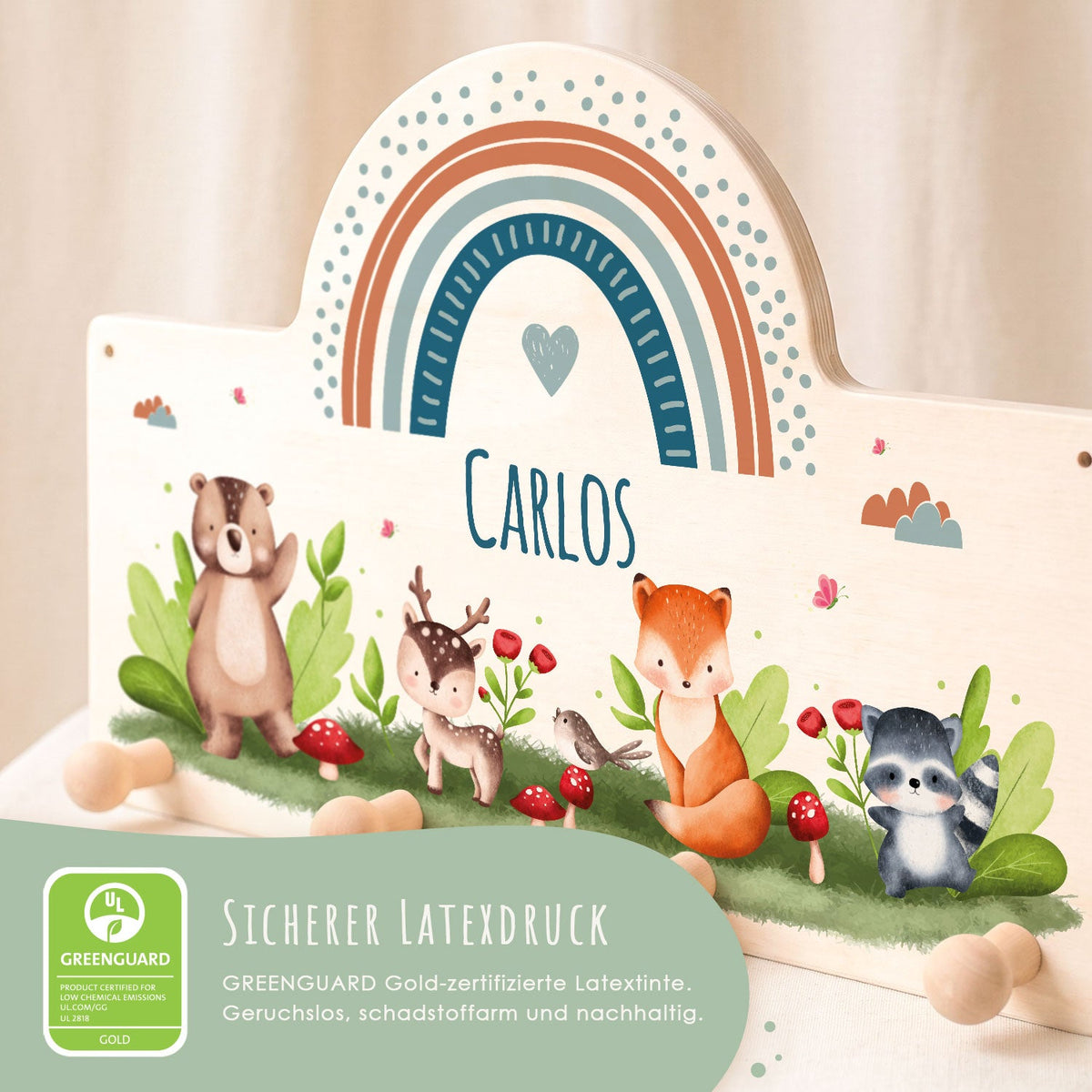 Personalisierte Kinder-Garderobe – Waldtiere