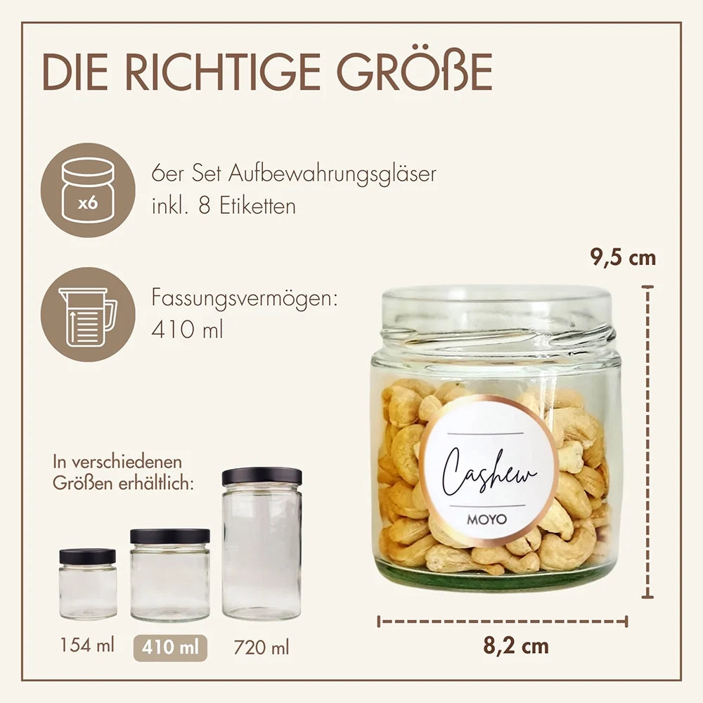 Vorratsgläser mit Deckel – 6er-Set