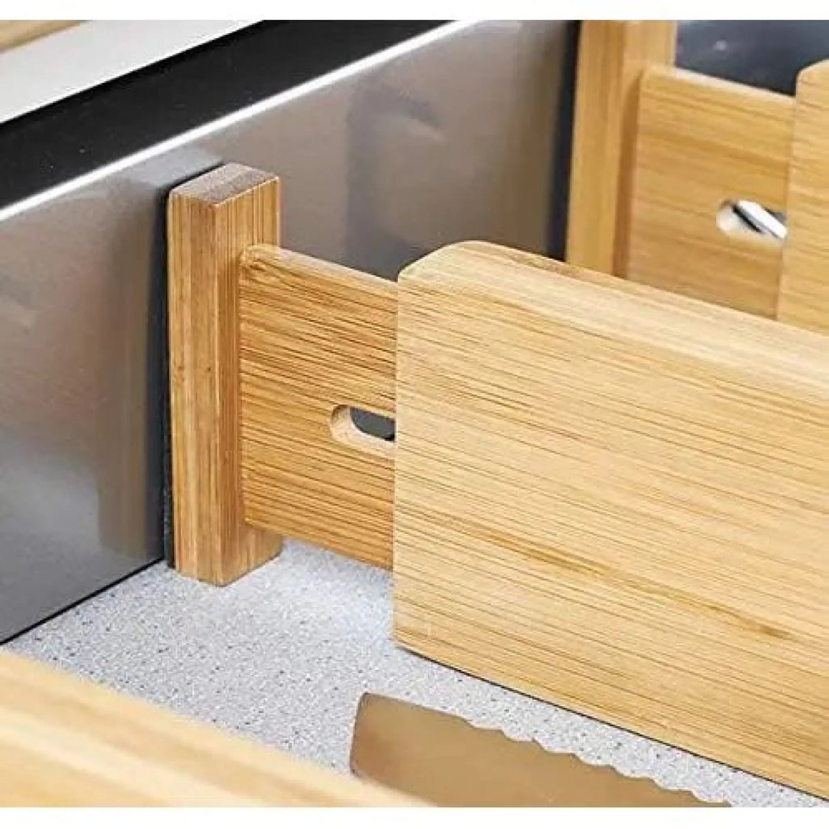 Verstellbare Schubladentrenner aus Bambus – 4er-Set