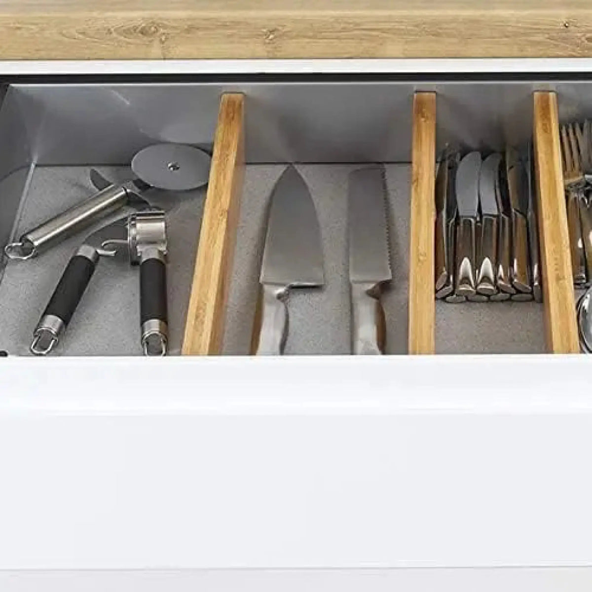 Verstellbare Schubladentrenner aus Bambus – 4er-Set